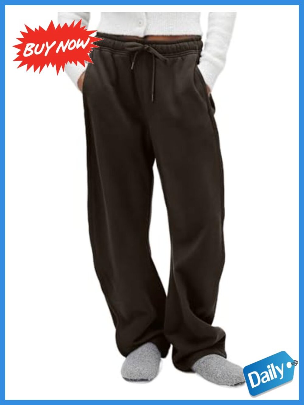 Wide Leg Sweatpants Super Soft Fleece Baggy Joggers Pockets Drawstring